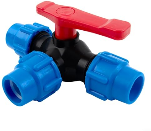 Rohr 3-Wege-Kugelhahn, PE-Rohr 3-Wege-Kugelhahn Kunststoffventil Kugelhahn für Haushalt Industrie Wasserversorgung Zubehör (25 mm)