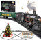 Electric Train Sets for Kids Metal Alloy Christmas Train Toys Steam Locomotive, Glowing Passenger Carriages, Luxury Tracks, Light & Sounds Rechargeable Birthday Gifts for Boys Girls Green