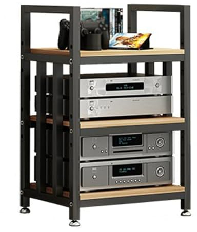 mobile stereo hi fi rack hifi Armadietto moderno per sistema rack stereo a 3/4 livelli con ripiano in legno regolabile, spazio per riporre componenti stereo di intrattenimento/giradischi/ricevitore/ap