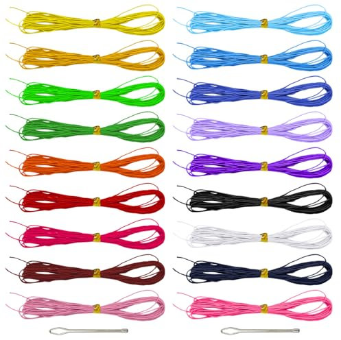 18-Tie Bracelet Elastic Band, 2Pcs Rope Threader, Colored Bead Rope, Used For Beading Ribbon, Sewing Elastic Bracelet Rope, Making Elastic Thread For Jewelry