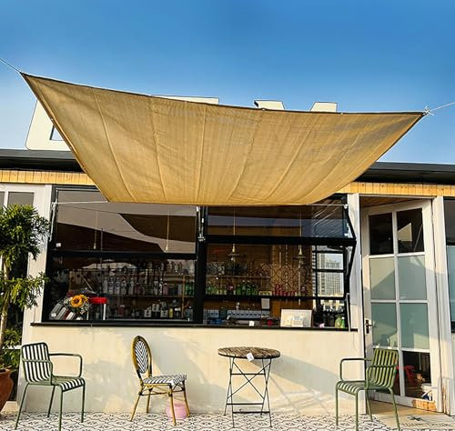 Voile d'ombrage 3x3 Carré Filet d'ombrage Extérieur Tissu d'ombrage Toile pour Pergola bache Soleil Jardin des Fleurs Serre Grange ou Chenil Toit Couvre,beige-2x4m