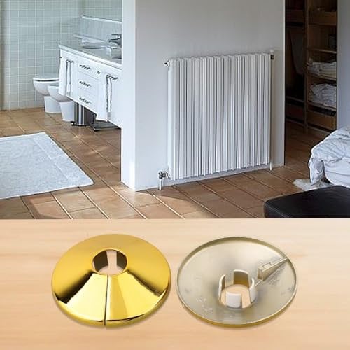 4Pcs Gold Plastic Radiator Pipe Collars, Radiator Pipe Collars Cover, Snap-on Radiator Pipe Collars, 55 * 15Mm, For Water Pipe, Gas Pipe, Drain Pipe