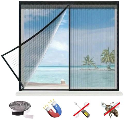 Zanzariera Magnetica, Zanzariera Finestra Magnetica, 100x120 cm Zanzariera Estensibile, Tende Zanzariera Autoadesiva, Zanzariera Finestra Apribile per Finestre Porte, Camere, Balconi, Salotti