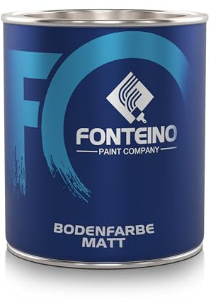 Fonteino Bodenfarbe Seidenmatt Betonfarbe Fußbodenfarbe Estrichfarbe I Hoch deckend, Wasserbasiert, Geruchsarm I Silbergrau ähnl. RAL7001 I 750mL