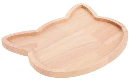 Cabilock Bandeja De Madera para Servir Plato Secciones Head De Gato Plato Multiusos