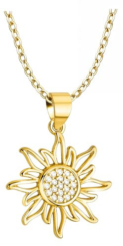 Sofia Milani - Collier pour Femme en Argent 925 - Plaqué Or - avec Pendentif en Forme du Soleil - N0904