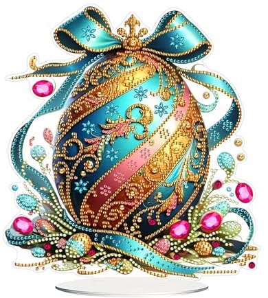 Diamond Painting Ostern Tischdeko, Osterei Diamond Painting Basteln Malset, Osterei Diamond Painting Frühling, Ostern Deko Tisch Diamant Malerei Aufsteller, DIY Ostern Diamant Painting Bastelset (C)