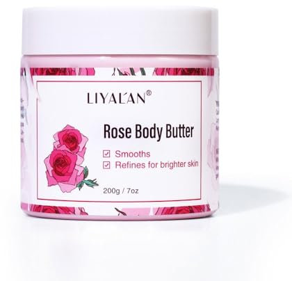 Rose Body Butter – Deeply Moisturising & Brightening Skincare – Enriched with Shea Butter & Rose Extract for Soft, Smooth & Radiant Skin – 200g / 7oz