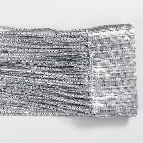 YKAFADE 4 Stück Fadenvorhang 100x200cm Fadengardine Fliegenvorhang Glitzer Türvorhang Fenstervorhänge Raumteiler Quaste Vorhänge für Zuhause Terrasse Schlafzimmer,Hochzeit,Restaurant -Grau