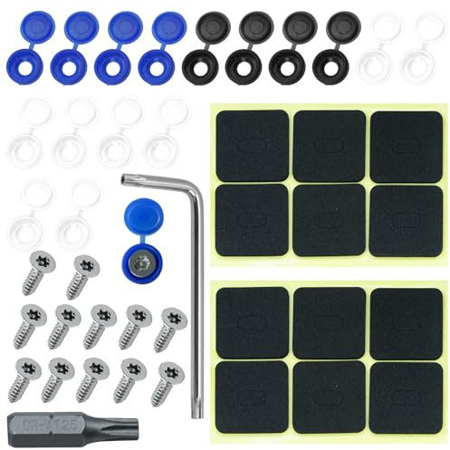 JASFLY Viti antifurto per targa moto, M5 in acciaio inox con tappi, con tappi in plastica, nero, bianco e blu, per auto e moto