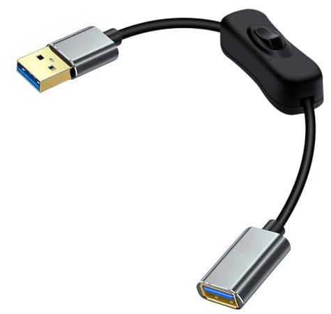YINGAYOU USB 3.0 Extension Cable avec Interrupteur Rallonge USB avec Interrupteur Fiche Plaquée Or Prenant OTG Transfert 5Gbps pour Ordinateurs Portables, PC, Voitures (Noir, 0.3 m)