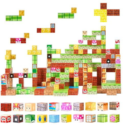 VEVOR Magnetic Blocks, 100 PCS Magnet Blocks Set, Magnetic Building Cubes for Kids, STEM Montessori Sensory Toys for Christmas Birthday Gift, Construction Stacking Toy for 3+ Years Old Boys & Girls
