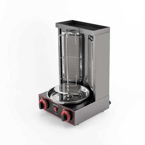 Macchina professionale a gas 360° Kebab 3000W con 2 bruciatori, griglia verticale in acciaio inox per ristoranti e cucine, barbecue da tavolo per Shawarma