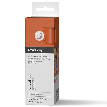 Cricut Joy Smart Permanent Adhesive Vinyl | 14 cm × 1.2 m | Orange | Self-Adhesive Vinyl Roll | Ideal for Customising Mugs, Labels, Cards & DIY Crafts