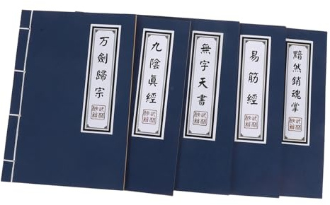 WOONEKY 5 St Vintage Kina Stil Anteckningsböcker Traditionell Trådsydd Retro Journal med Blank Sida Lätt och Portabel Wuxia Estetik för Skrivande Studier och Cosplay