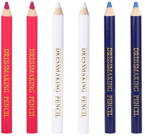 6 Stück Stoffmarker zum Nähen, Wasserlöslich Schneiderkreide Stoffstift für Kleiderherstellung Quilten Sticken DIY Bastelbedarf (Rot, Blau, Weiß)