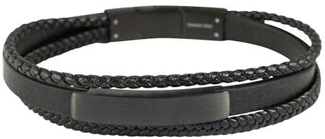 Akzent Armband Herren - Premium Armband Herren in Schwarz aus Kunstleder, 100% Wasserfest & Hautverträglich