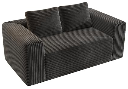 DRIXNO Bodensofa mit Schlaffunktion, 160 cm 2-sitzer Boneless Couch, Plüsch Corduroy Stoff, Schaumstoff Boden Couch, Sofa für kleinen Raum Wohnung, Schlafzimmer, Büro, Keine Montage, Schwarz