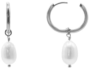 Heideman Creolen Maila Damen Edelstahl mit Perle weiß | Klassischer Ohrschmuck fürs Büro und den Alltag, schöne Geschenkidee für beste Freundin, hautfreundlich und nickelfrei