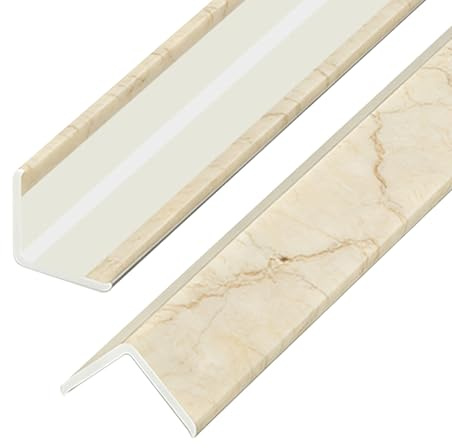 Tile Flooring Stair Nosing Bar with Marble Finish, Self Adhesive PVC Wall Edging Trims Strips，Anti-Slip Step Edge Protector for Loft Kitchen(Style D)