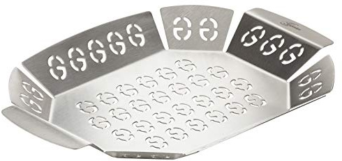 Genius BBQ Grill-Korb Grill-Schale Alu-Schale Gemüse-Korb Edelstahl - Ideal zum Grillen von Fleisch, Fisch & Gemüse