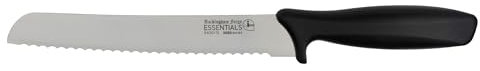 Rockingham Forge Range 20cm Serrated Bread Knife - Lightweight Sharp Stainless Steel Kitchen Knives with Black Handle