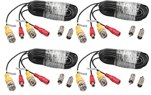 BNC Kabel AHD Videokabel BNC Video und DC Power Verlängerungskabel mit Anschluss für DVR System CCTV Überwachungskameras (4pcs Verpackt, 10 M)