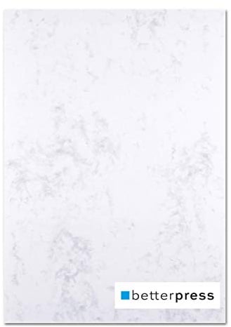 Betterpress® 50 Blatt Marmorpapier grau 200g, A4 - Beidseitig Marmorierter Karton in hochwertiger Qualität - Altes Papier Druckerpapier ideal als Speisekarte, Zertifikat und Urkunde
