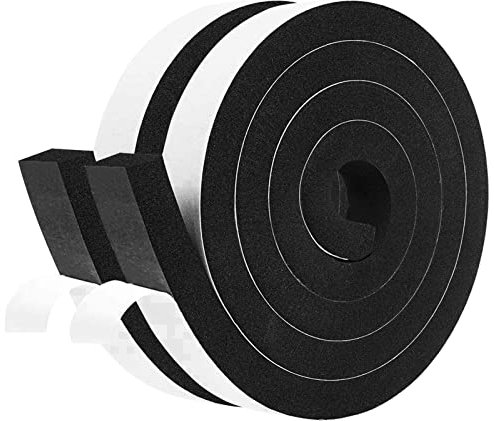 fowong Draft Excluder for Doors, 2 Rolls 25 mm(W) x 20 mm(T) Total 4M Long, Foam Tape Single Sided for Automotive Applications, RV, Car Wall, Furniture Protective, Anti-Vibration, Anti-Collision