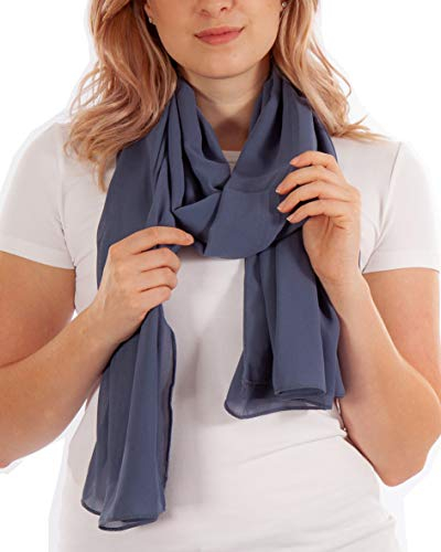 DOLCE ABBRACCIO by RiemTEX Schal Damen PRIMAVERA XXL Schals & Tücher in Grau Chiffontücher Damenschals Halstücher Stola Multifunktionstuch Tuch aus Chiffon Sommer Frühling Ganzjährig (Blaugrau)