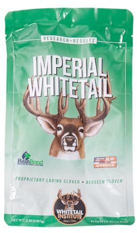 Whitetail Institute Imperial Clover Deer Food Plot Seed for Spring or Fall Planting, Promotes Antler Growth and Attracts Deer, Heat, Cold and Drought Tolerant, 2 lbs (.25 Acres), White
