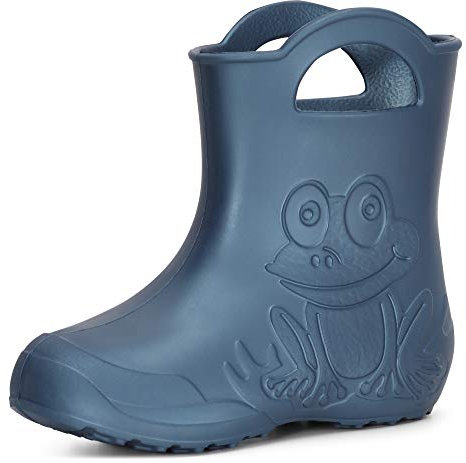 Ladeheid Stivaletti Pioggia Bambino in EVA, Leggeri Stivali Pioggia Bambina con Motivo a Rana, Facili da Pulire Stivaletti Bambina, Scarpe Bambino per Scuola LA-CA-01 (Blu Metallizzato 2, 26/27)