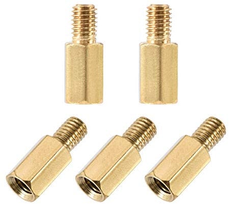 sourcing map M5x12mm+7mm Male-Female Brass Hex PCB Motherboard Spacer Standoff for FPV Drone Quadcopter, Computer & Circuit Board 5pcs