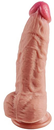 Godemiché Realiste Pour Femme,20.5cm Silicone Pure à Godemichet Ventouse,petit Gland Et Le Grand Corps Conviennent Parfaitement à La Au Anal Beige