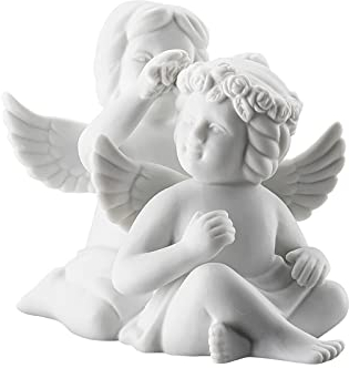 Rosenthal Engel klein Weiss matt Engelpaar mit Blumen