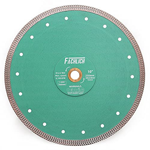 FACHLICH Diamant-Trennscheibe 250mm Turbo Mesh Diamantklinge mit X Felgensegment für Hart Keramik Porzellan Fliesen Granit