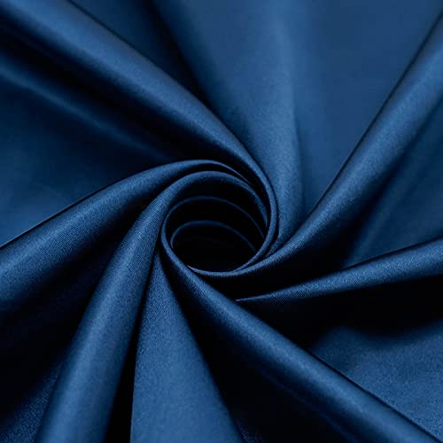 Hervorragende Qualität Seiden Satin Stoff Glanz Gewebe Kleidung Vorhang Mode Hochzeitsdeko Tischdecken zum Nähen von Kissen Bettwäsche von Abendkleidung Karnevalskostümen und Röcken D(Color:Navy blau)