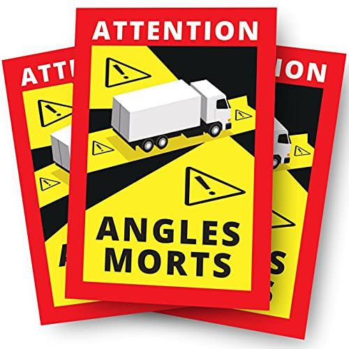 3 Angles Morts Magnetschilder - EXTRA STARKER Magnet mit UV Schutz Toter Winkel Hinweis Frankreich für Wohnmobil LKW Bus Camper Blind Spot Wind und wetterfest Warntafel