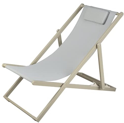 Brigros Estosa- Gilda sdraio disponibile in diversi colori, struttura in alluminio e textilene, robusta, pratica ed elegante, adatta a giardini, piscine, terrazze, locali da bar ed altro (Ecru)