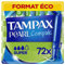 Tampax Compak Pearl, tamponi con applicatore, Super, formato Eco, 72 tasche singole (4 x 18), flusso medio ad albondanti, 3 comfort con applicatore morbido, tecnologia MotionFit, velato Douceur