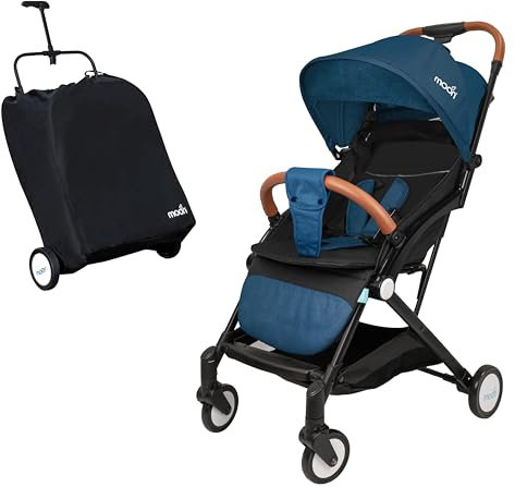 The Moon Brand Ritzi Cabin Stroller – Buggy – Reisetasche inklusive – Ultrakompakt und faltbar automatisch – Dunkelblau