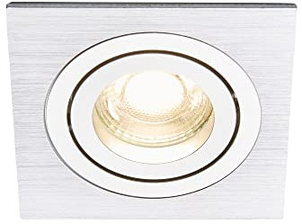 LITECRAFT Evra Recessed Downlight Square Tiltable Spotlight - (1 Light, Silver)