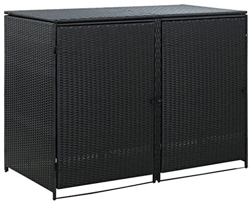 KOIECETA Mülltonnenbox 2er Poly Rattan Gerätebox Müllbox Mülltonnenverkleidung