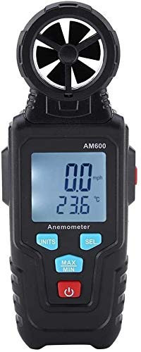 JJJ Metal Detector Anemometro Digitale AM600 Termometro a misuratore di velocità del Vento con LCD retroilluminato