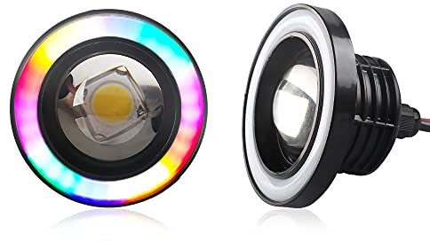 Chemini 2pcs 3.5 inch Luz Antiniebla LED Universal Proyector con Colores ojo de ángel Halo Ring DRL Luz de Marcha Diurna para Faro de Motocicleta 12V Ámbar