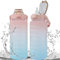 AoHao 2l Trinkflasche Mit Strohhalm Zeitmarkierung, Flip-Top-Wasserflasche Auslaufsicher Sport Wiederverwendbare Bpa-Freie, Tritan Sportflasche Für Gym Outdoor/Öffnen Mit Einem Klick (B)