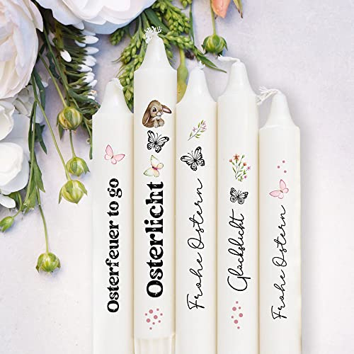ilka parey wandtattoo-welt Kerzensticker Kerzentattoo Kerzentattoos Tattoofolie Fröhliche Ostern Osterhasen Hase Hasen für Kerzen oder Keramik A6 Bogen DIY Stickerbogen Kerzen kst67