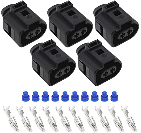 eMagTech 5 Sätze Autoscheinwerfer Nebelscheinwerfer Steckverbinder 1J0973722 Kompatibel mit VW Kompatibel mit Audi Kompatibel mit Seat 2-poliger Scheinwerfersteckverbinder