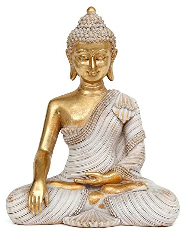Suoedd Statue de Bouddha dorée de 25,4 cm – Grand Bouddha d'intérieur pour décoration d'intérieur, Zen, Salon et méditation