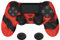 PlayVital Funda de Silicona para ps4/Slim/Pro Mando - Cubierta Protectora Suave y Antideslizante, Carcasa con 2 Tapas de Joystick, Diseño Ergonómico - Edición Guardian (Rojo & Negro)
